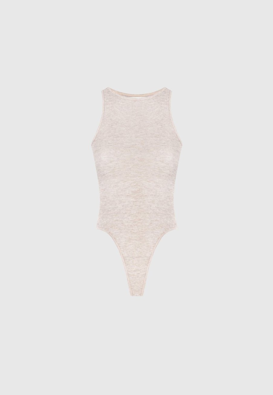 Maniere De Voir Eternelle Sheer Racer Neck Bodysuit | Bodysuits