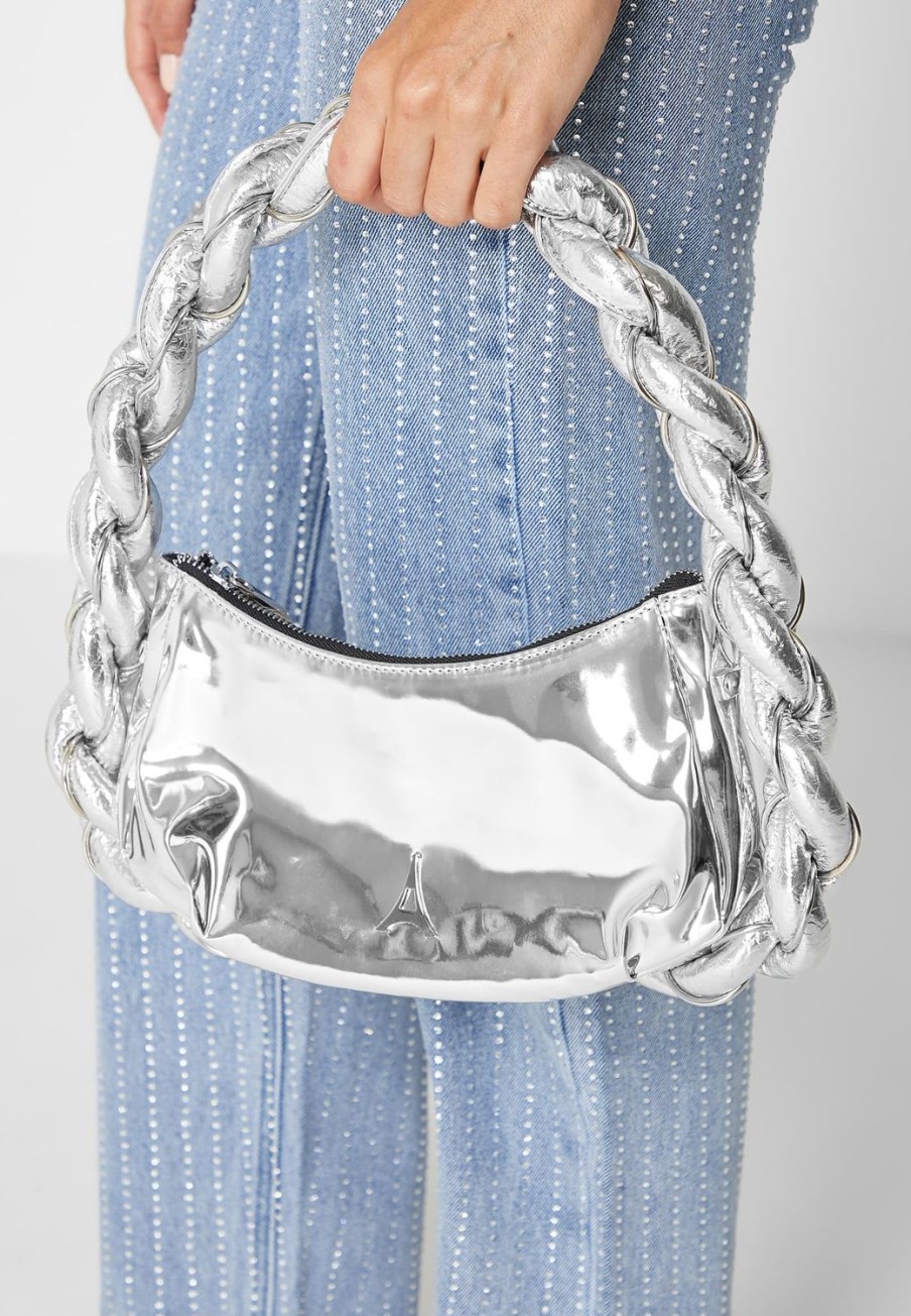 Maniere De Voir Chain Plaited Rope Handbag Chrome | Bags