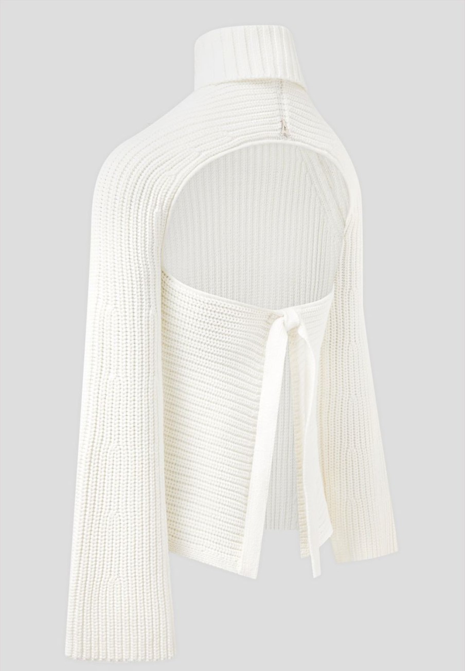 Maniere De Voir Open Back Knit Roll Neck Jumper | Knitwear