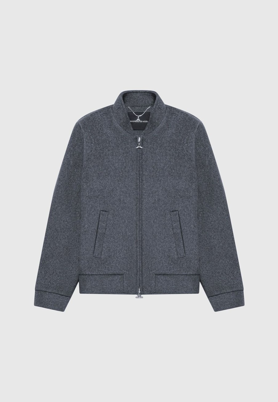 Maniere De Voir Wool Blend Marl Bomber Jacket | Jackets