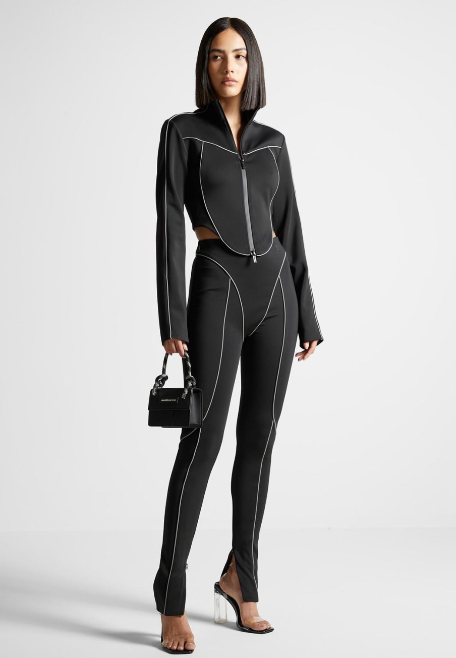 Maniere De Voir Reflective Piped Leggings | Matching Sets