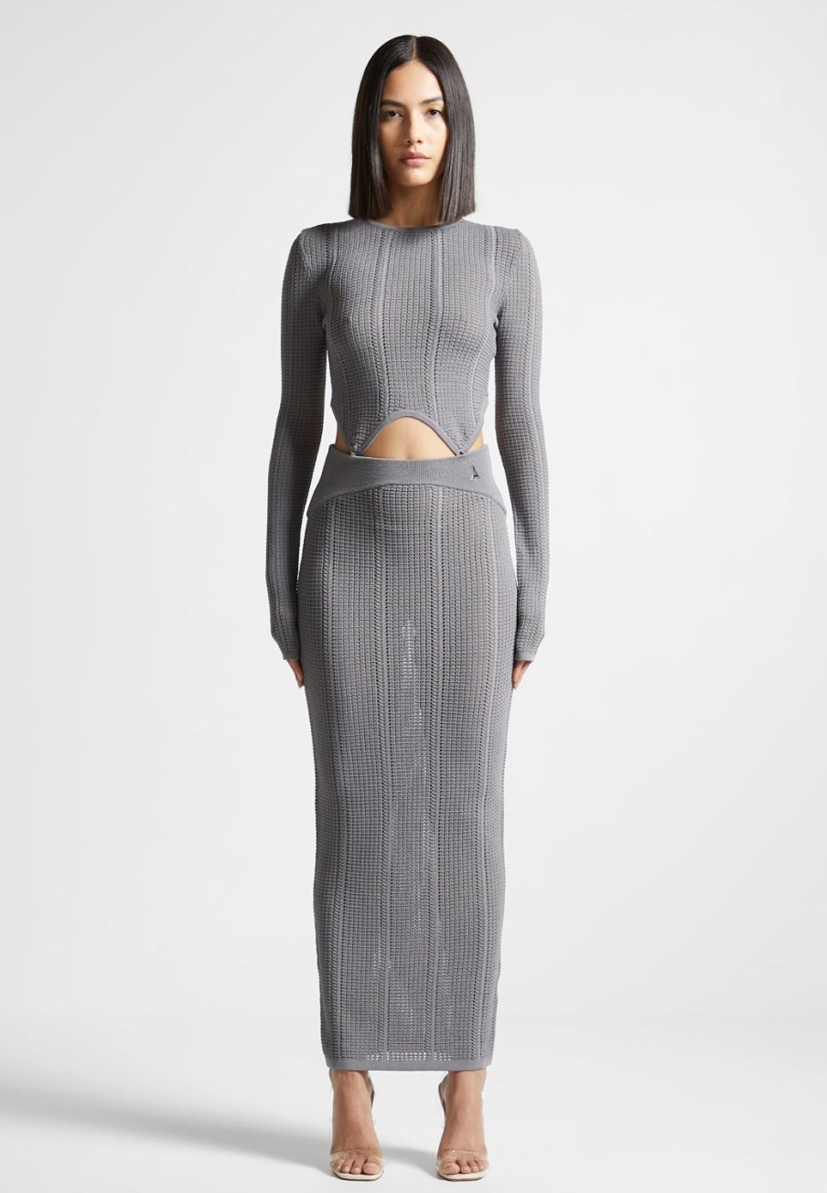 Maniere De Voir 2-In-1 Long Sleeve Knitted Midaxi Dress | Dresses