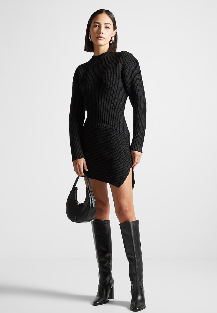 Maniere De Voir Asymmetric Knit Jumper Dress | Dresses