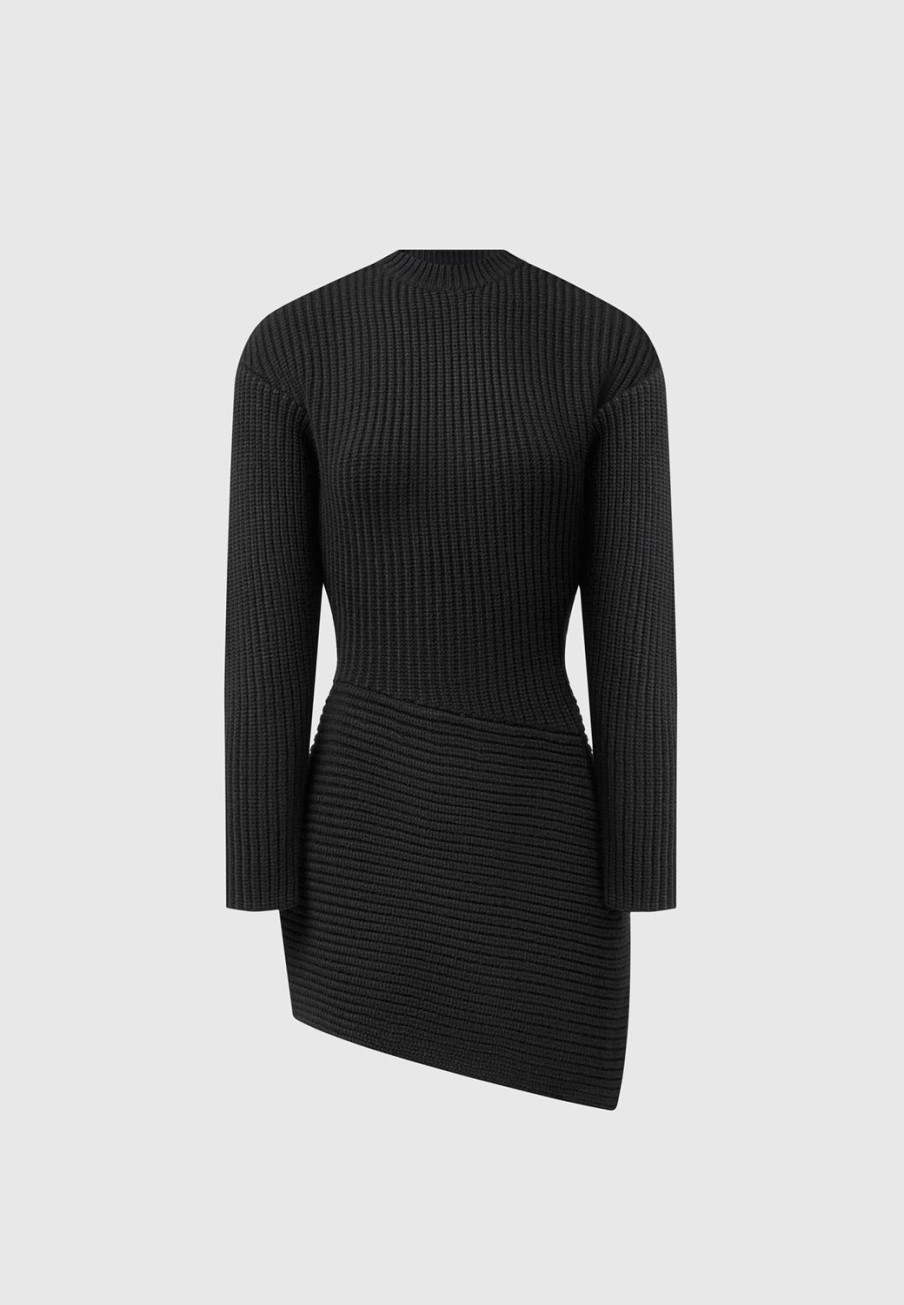 Maniere De Voir Asymmetric Knit Jumper Dress | Dresses