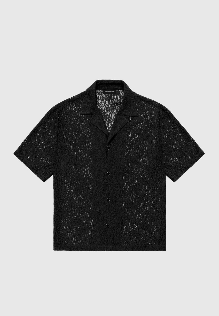 Maniere De Voir Boxy Lace Revere Shirt | Shirts