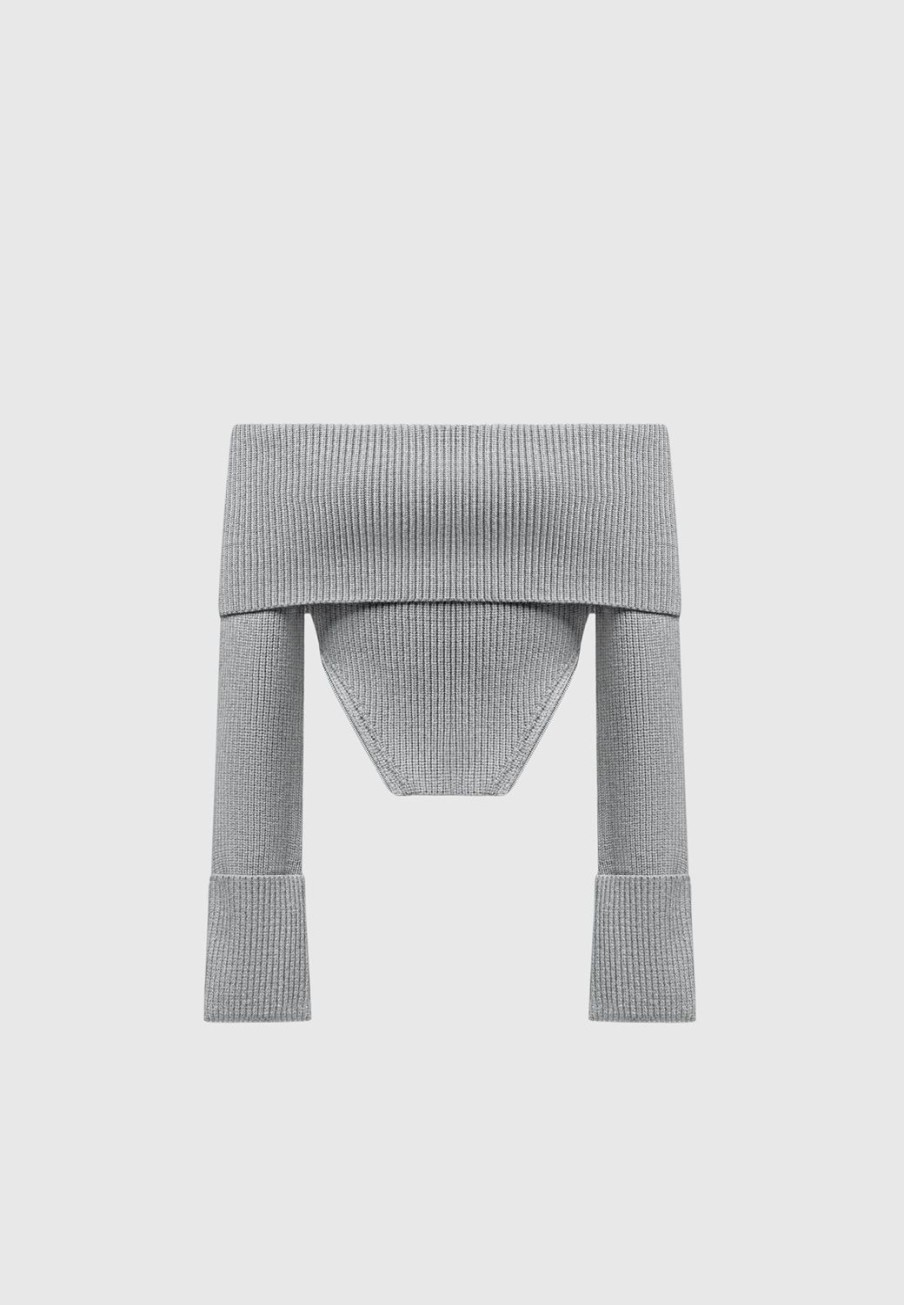 Maniere De Voir Zip Detail Knit Bandeau Top | Knitwear