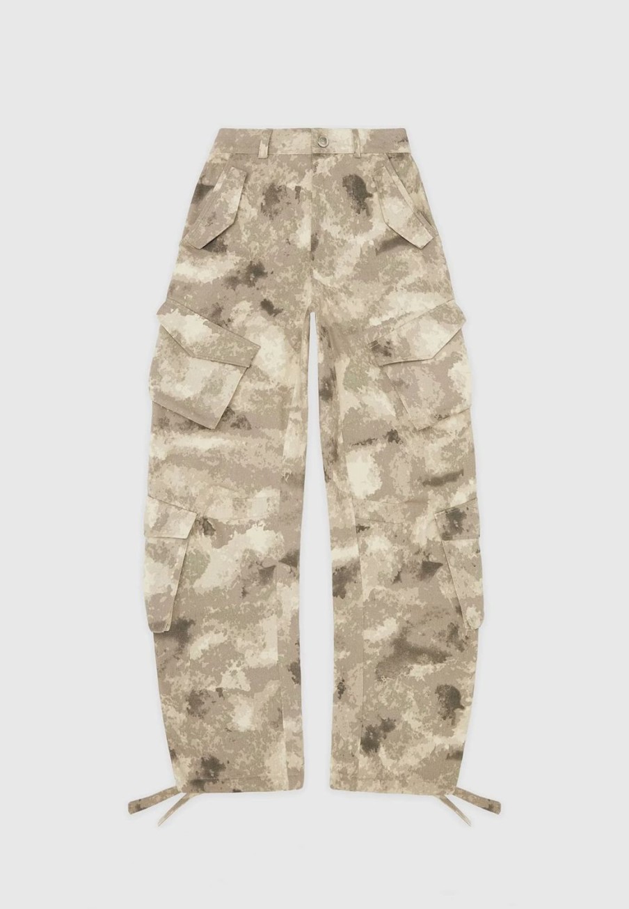 Maniere De Voir High Waisted Camo Cargo Pants - Beige | Cargo Pants & Joggers