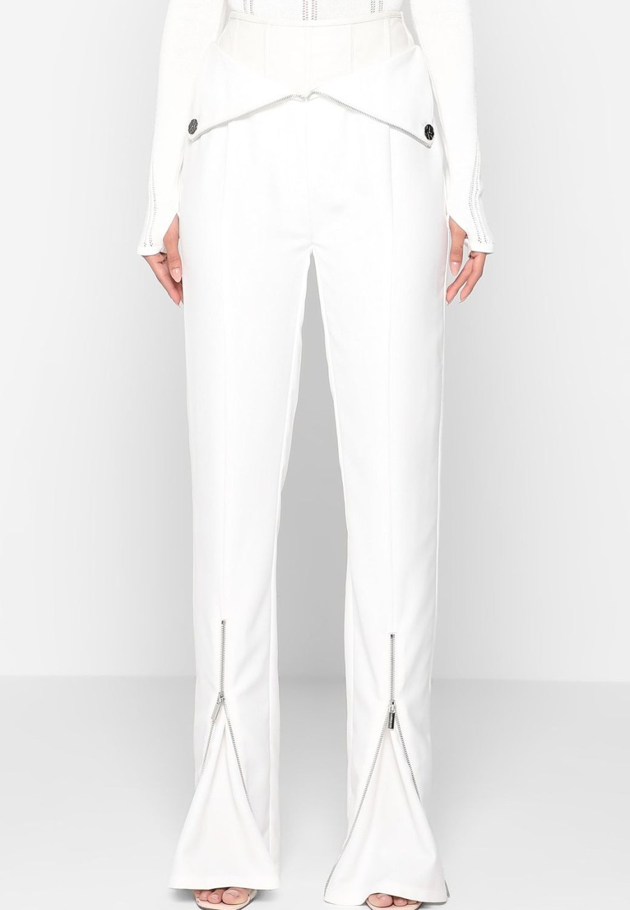 Maniere De Voir Vegan Leather Corset Zip Trousers | Trousers