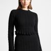 Maniere De Voir Ruffle Hem Ribbed Knit Top | Matching Sets