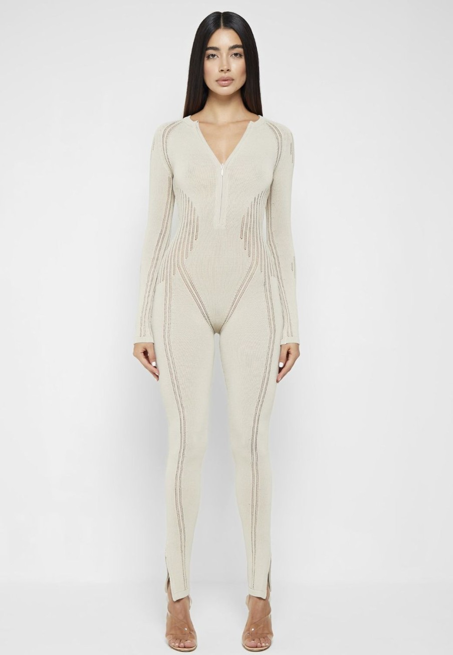 Maniere De Voir Knitted Contour Jumpsuit | Jumpsuits & Playsuits