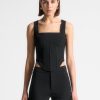 Maniere De Voir Square Neck Pinstripe Corset Top | Matching Sets