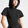 Maniere De Voir Short Sleeve Bodysuit With Hood | Bodysuits