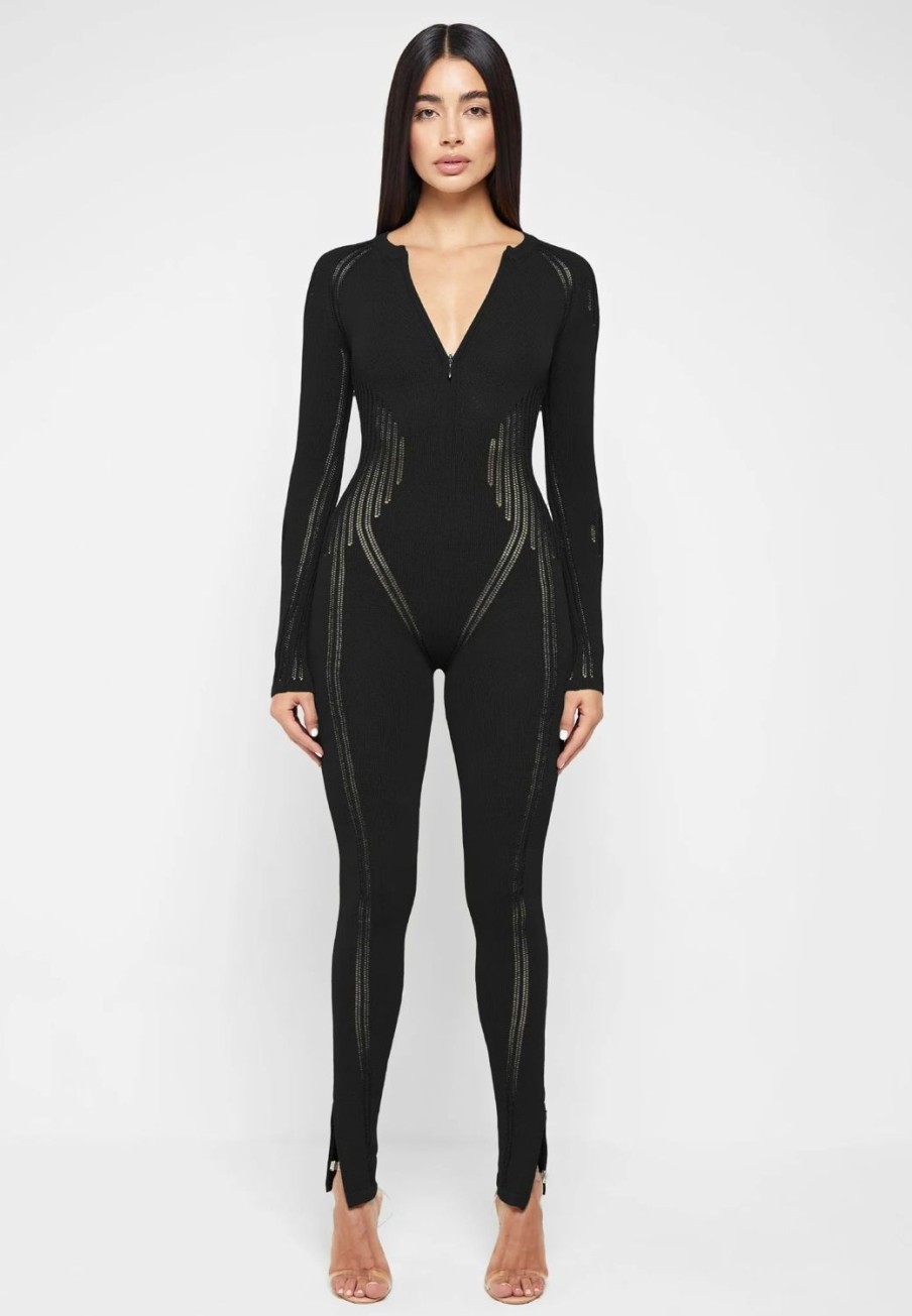 Maniere De Voir Knitted Contour Jumpsuit | Jumpsuits & Playsuits