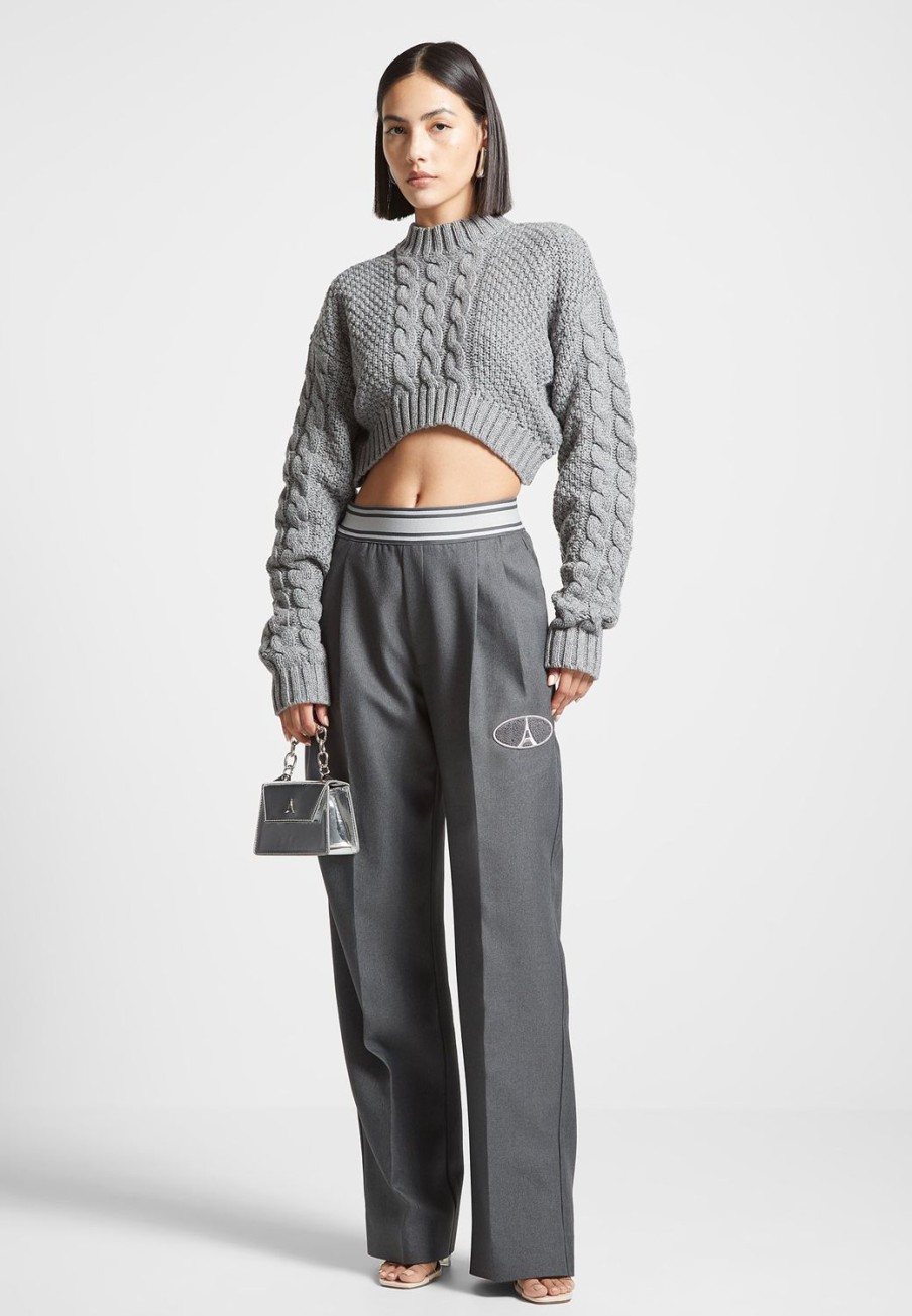 Maniere De Voir Cropped Cable Knit Jumper | Knitwear