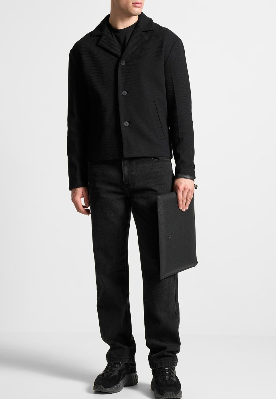 Maniere De Voir Revere Collar Twill Jacket | Modern Tailoring