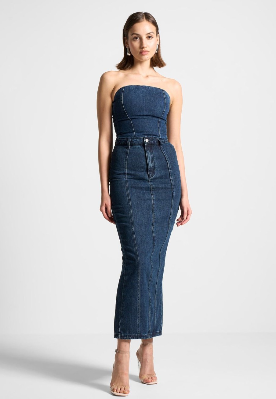 Maniere De Voir Denim Midaxi Skirt | Skirts