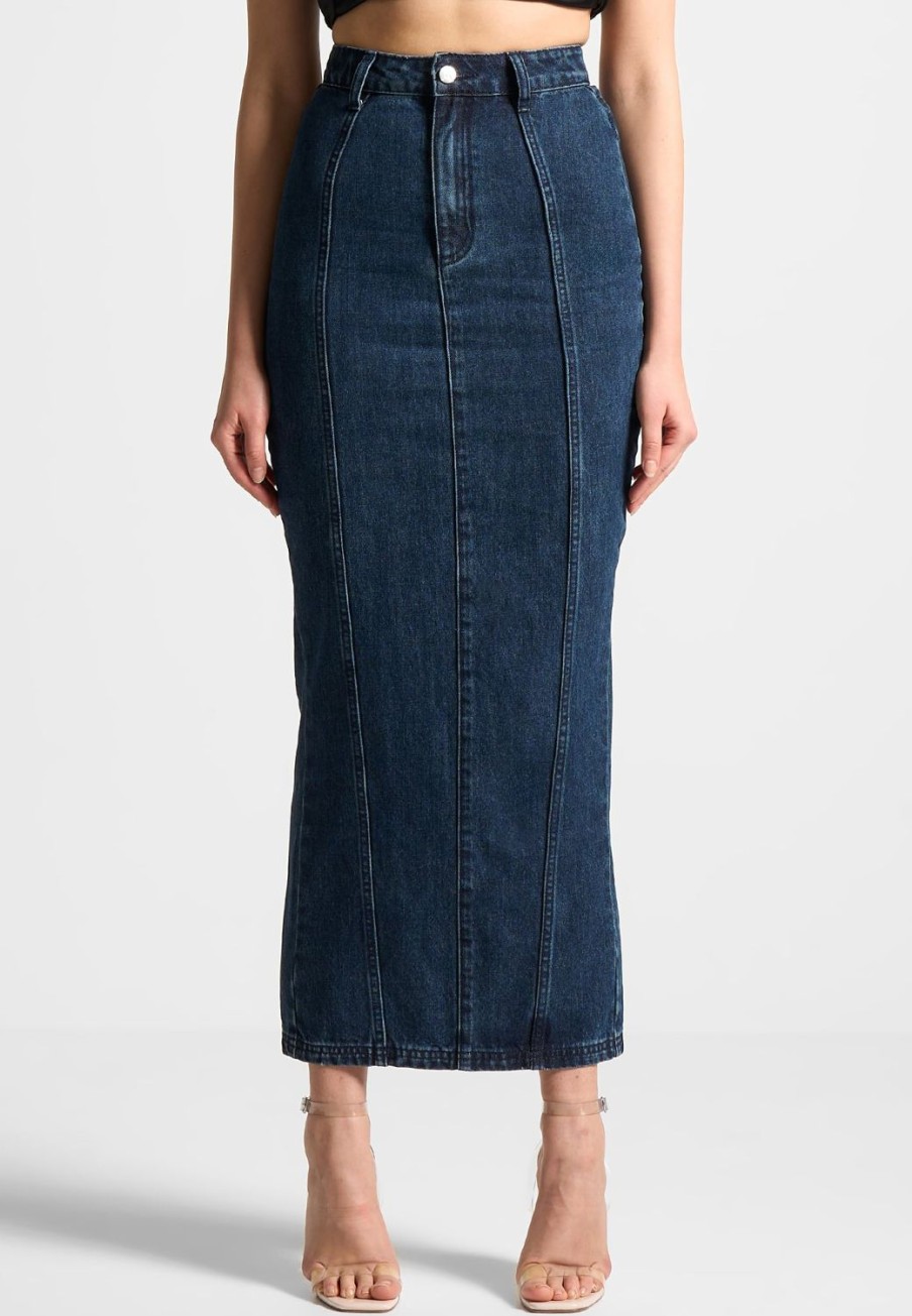 Maniere De Voir Denim Midaxi Skirt | Skirts