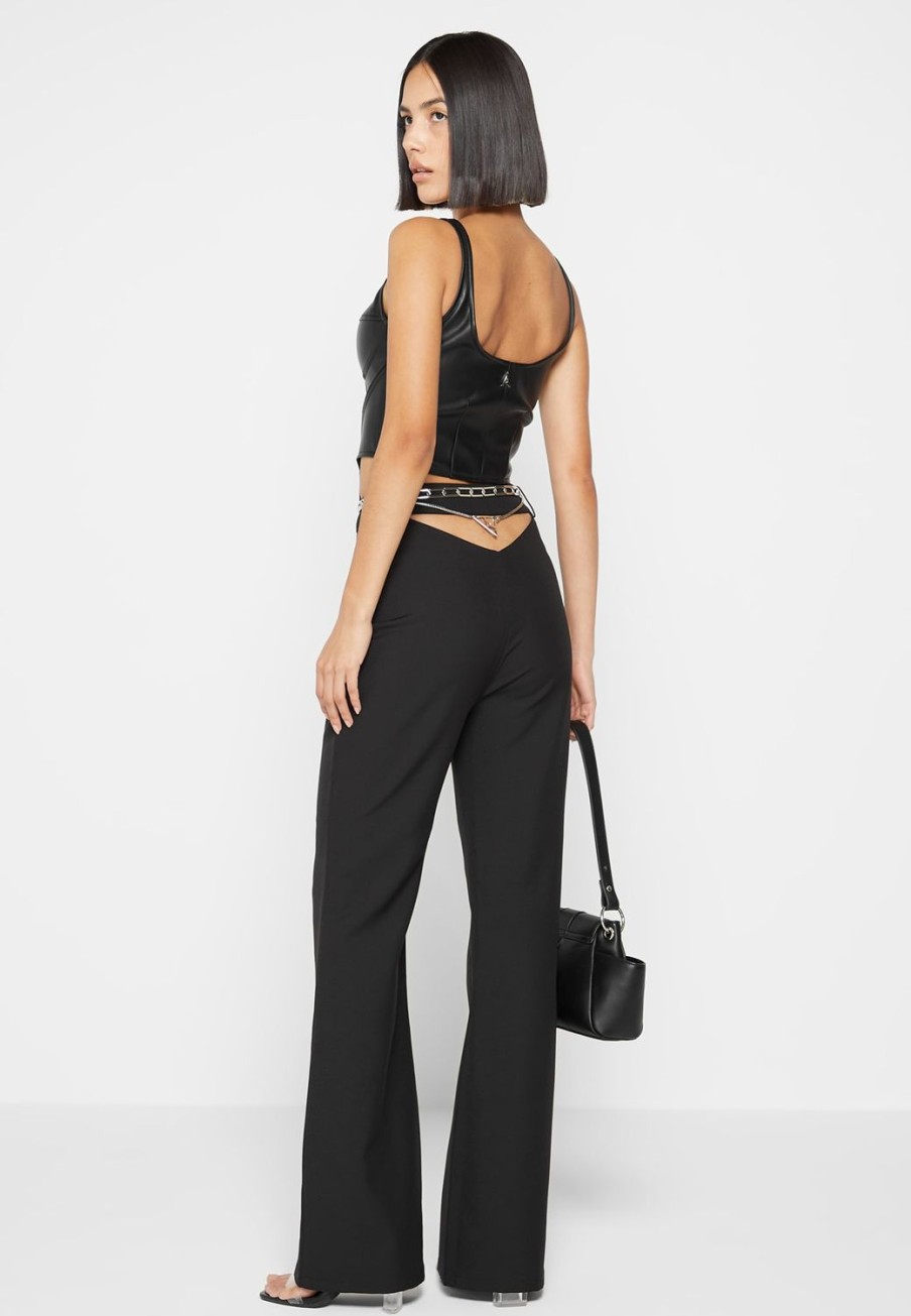 Maniere De Voir Cut Out Flared Trousers With Chain Belt | Trousers