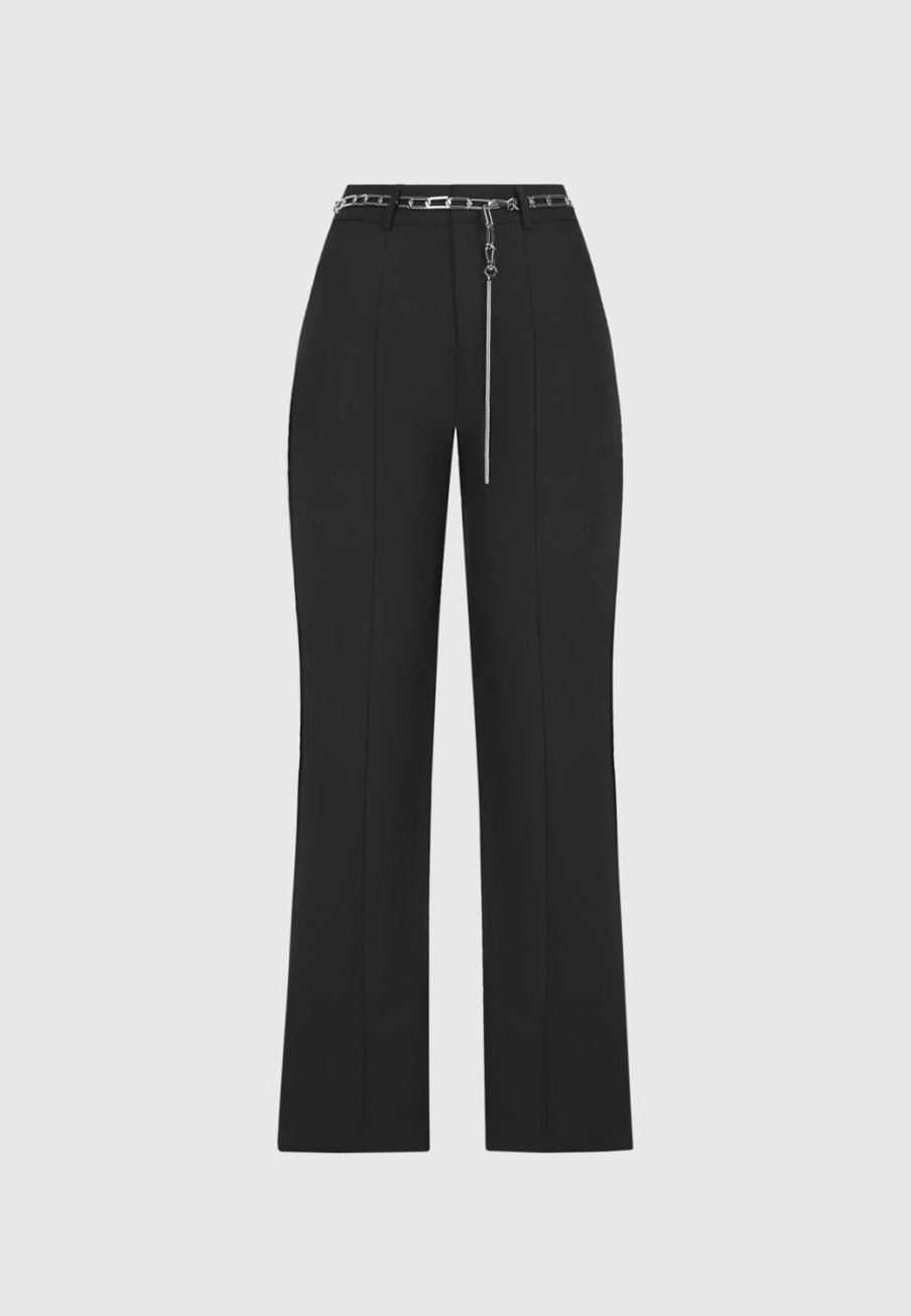 Maniere De Voir Cut Out Flared Trousers With Chain Belt | Trousers