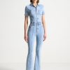 Maniere De Voir Mini Flared Denim Jumpsuit | Jumpsuits & Playsuits