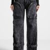 Maniere De Voir Zip Detail Denim Cargo Pants | Jeans