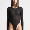 Maniere De Voir Eternelle Sheer Long Sleeve Bodysuit | Bodysuits