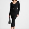 Maniere De Voir Ribbed Knit Midaxi Dress With Chain Belt | Dresses