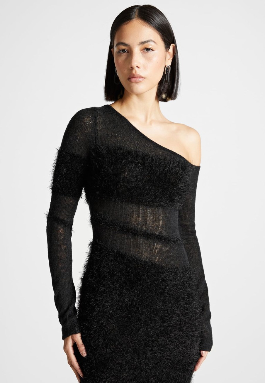 Maniere De Voir Off Shoulder Knitted Maxi Dress | Knitwear