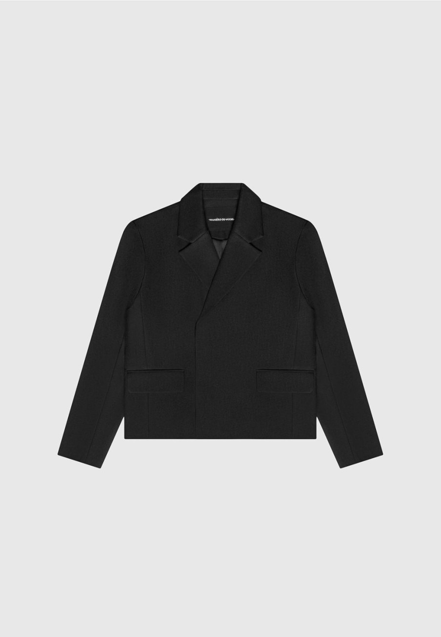 Maniere De Voir Double Breasted Tailored Cropped Blazer | Modern Tailoring