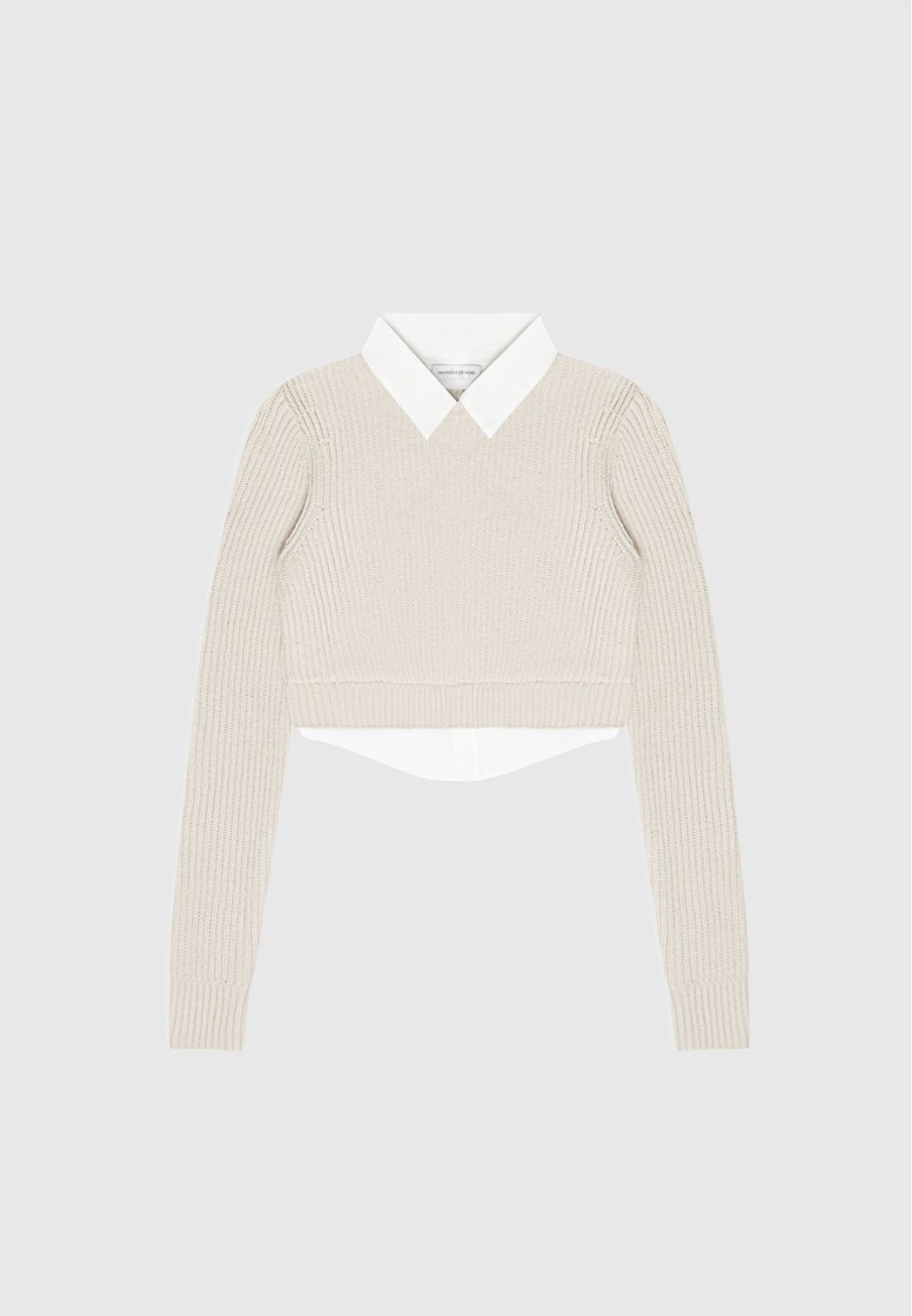 Maniere De Voir Knitted Jumper With Shirt Detail | Knitwear