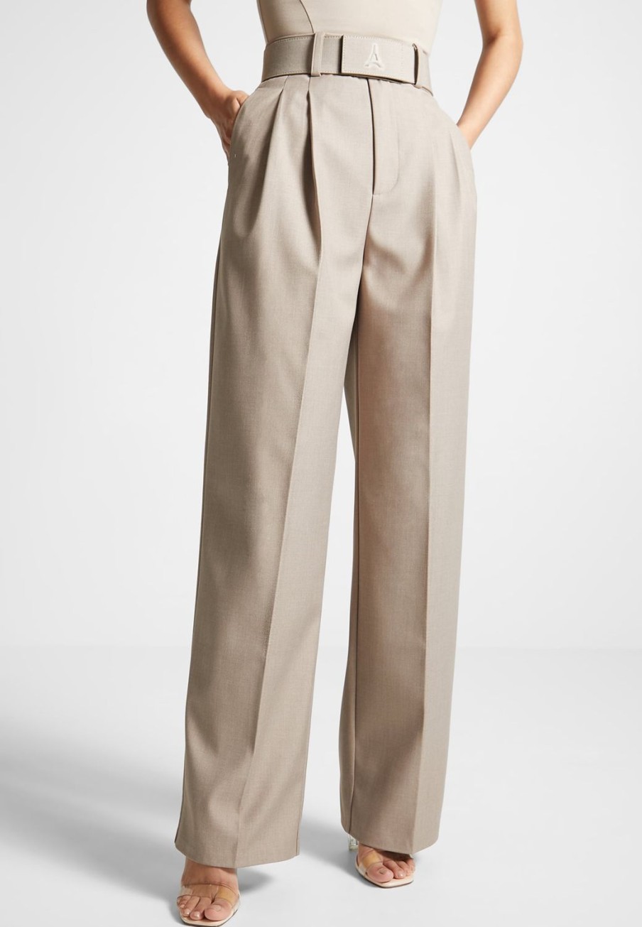 Maniere De Voir Tailored Pleated Trousers With Eiffel Belt | Trousers