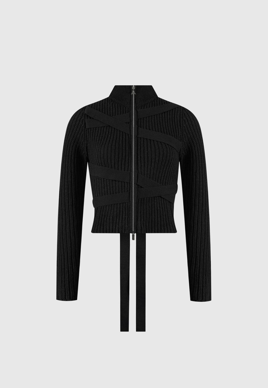 Maniere De Voir Tie-Up Knitted Cardigan | Matching Sets