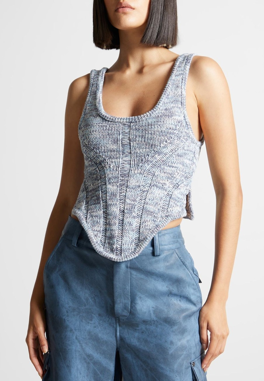 Maniere De Voir Space Dye Knit Corset Top | Tops & T Shirts