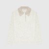 Maniere De Voir Boucle Knit Contrast Polo Jumper - Cream | Knitwear