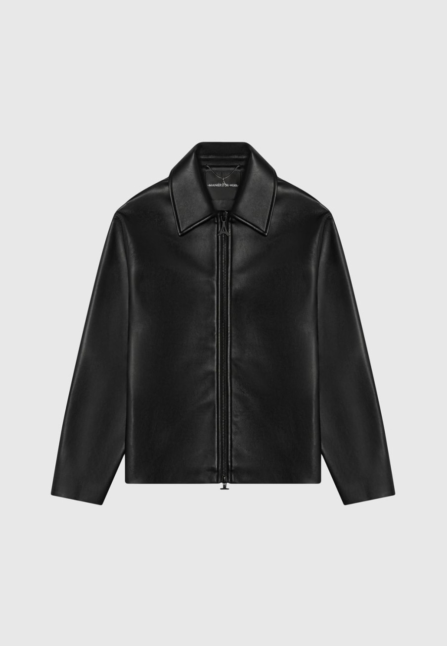 Maniere De Voir Vegan Leather Minimal Boxy Jacket | Jackets