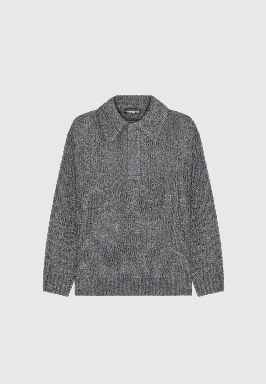 Maniere De Voir Boucle Knit Polo Jumper | Knitwear