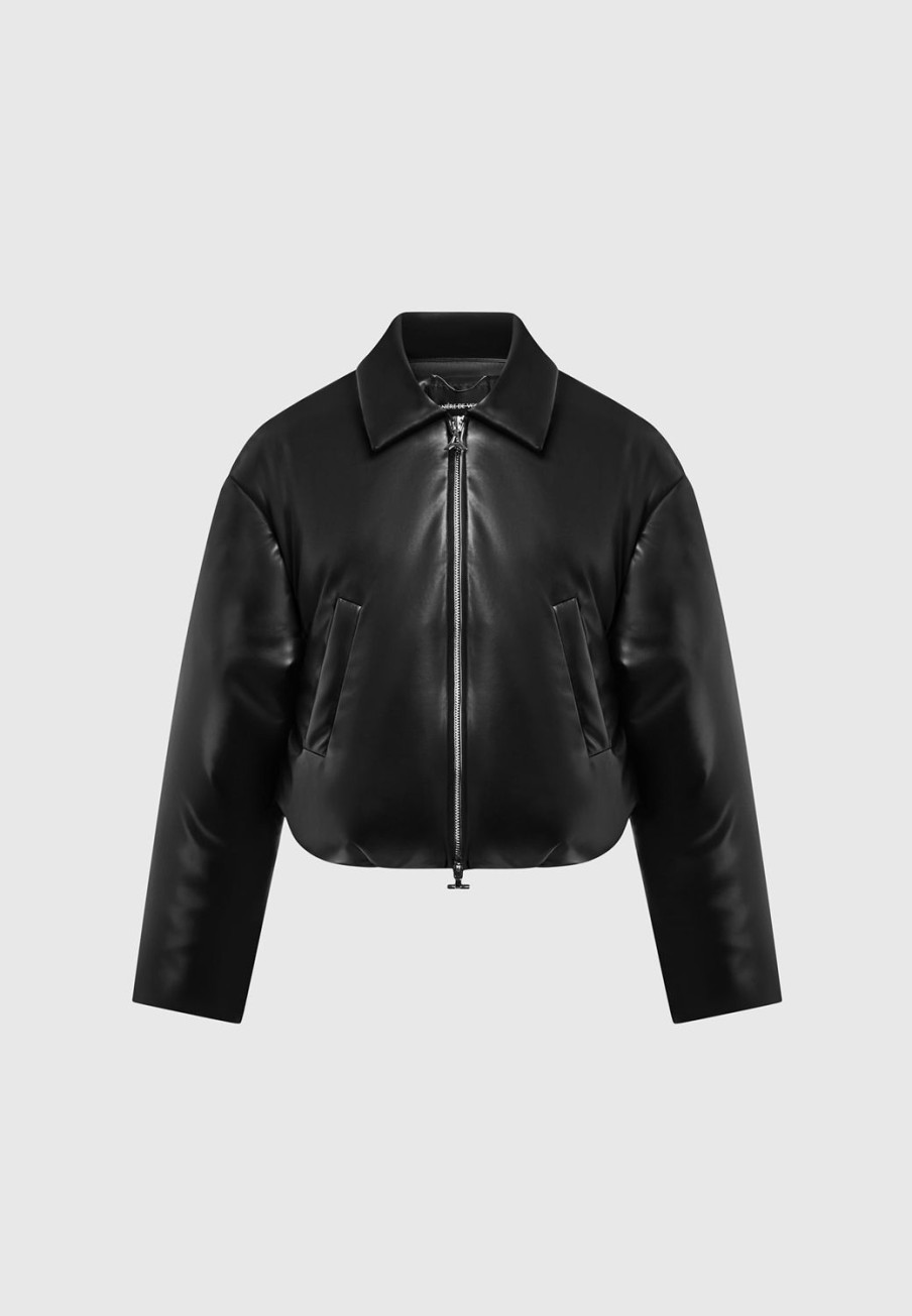 Maniere De Voir Vegan Leather Padded Bomber Jacket | Jackets