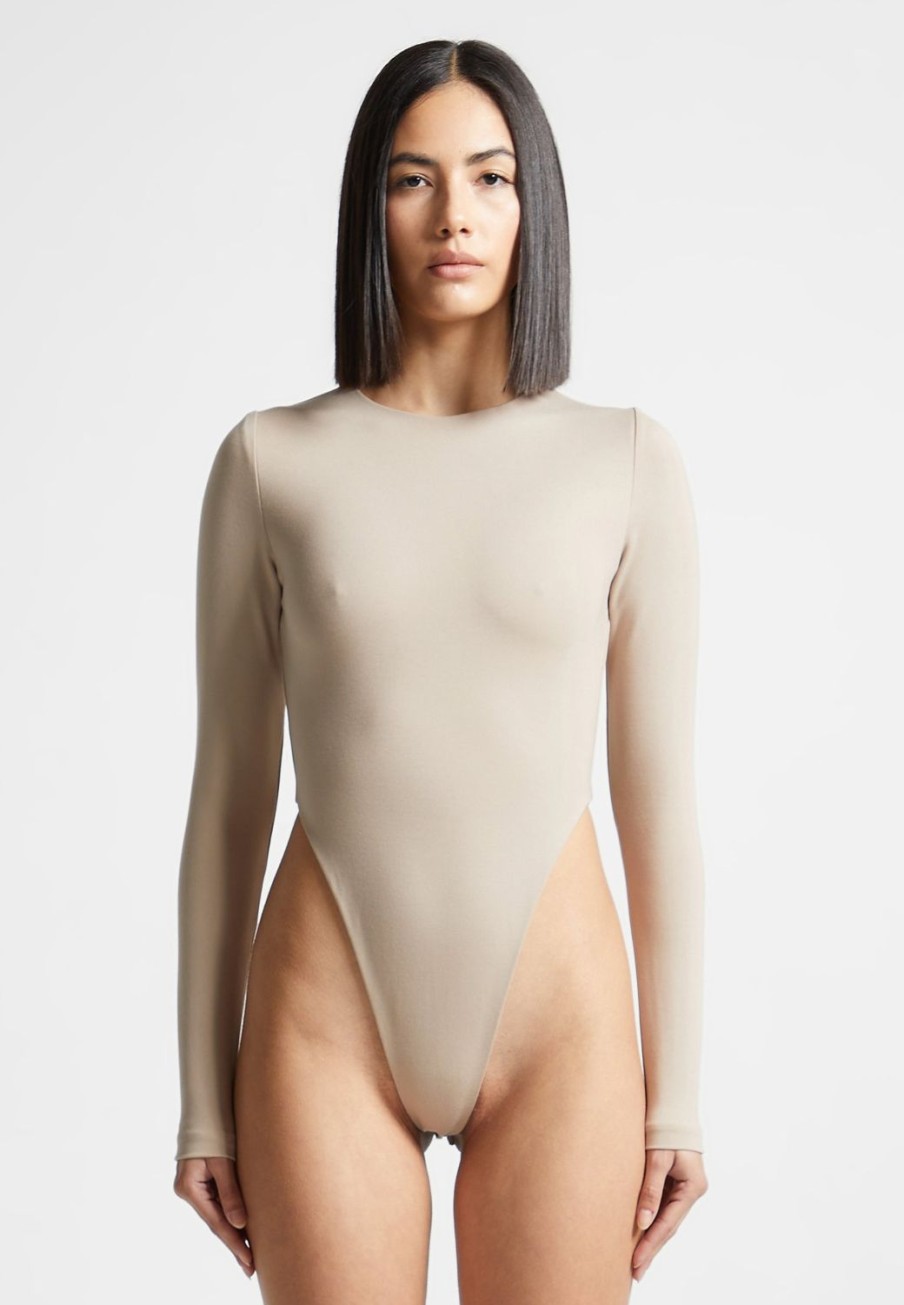 Maniere De Voir Eternelle High Leg Long Sleeve Bodysuit | Bodysuits