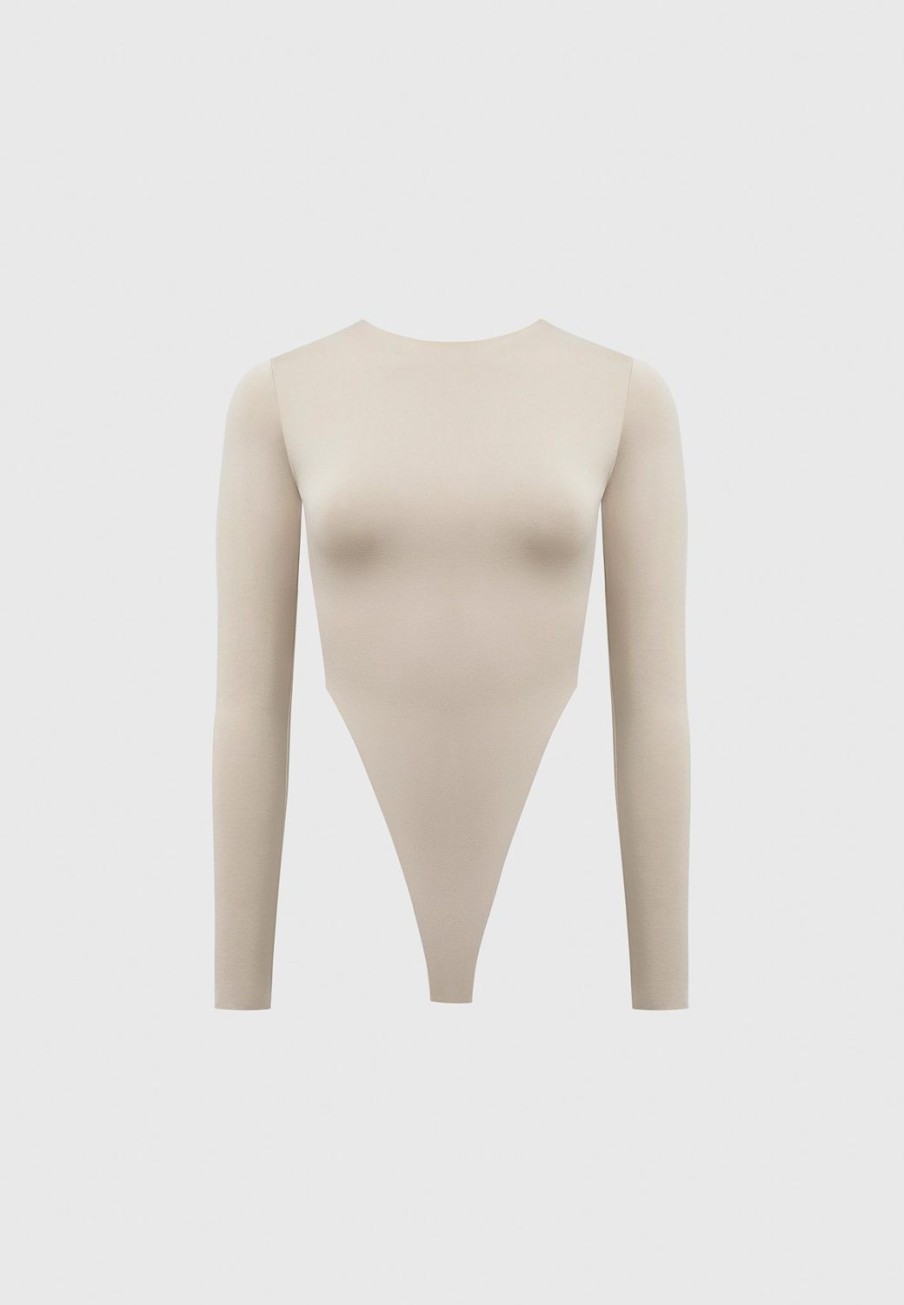 Maniere De Voir Eternelle High Leg Long Sleeve Bodysuit | Bodysuits