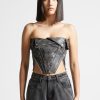 Maniere De Voir Vintage Vegan Leather Biker Corset | Tops & T Shirts