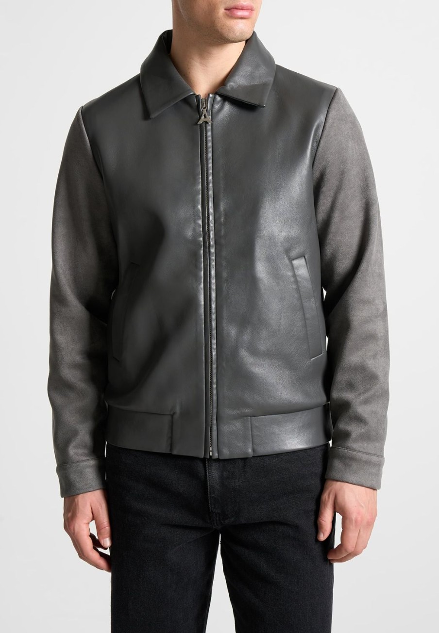 Maniere De Voir Vegan Leather & Suede Jacket - Grey | Jackets