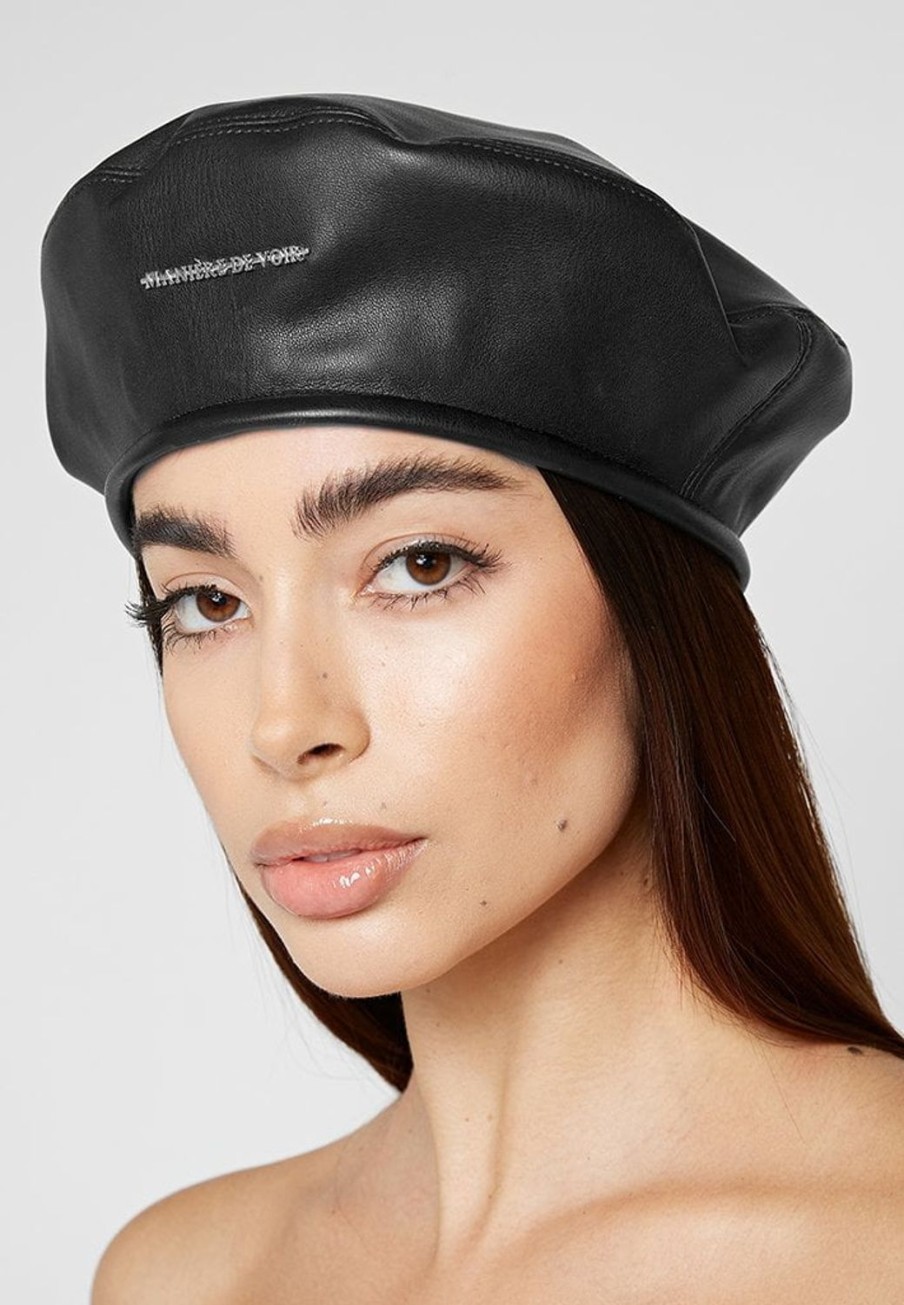 Maniere De Voir Vegan Leather Beret | Hats