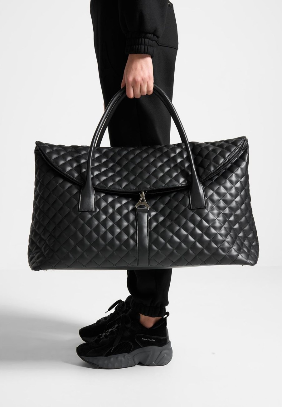 Maniere De Voir Vegan Leather Diamond Quilted Travel Bag | Bags