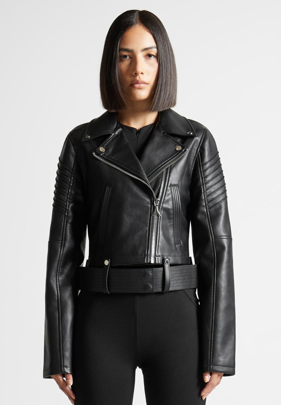 Maniere De Voir Vegan Leather Biker Jacket | Jackets