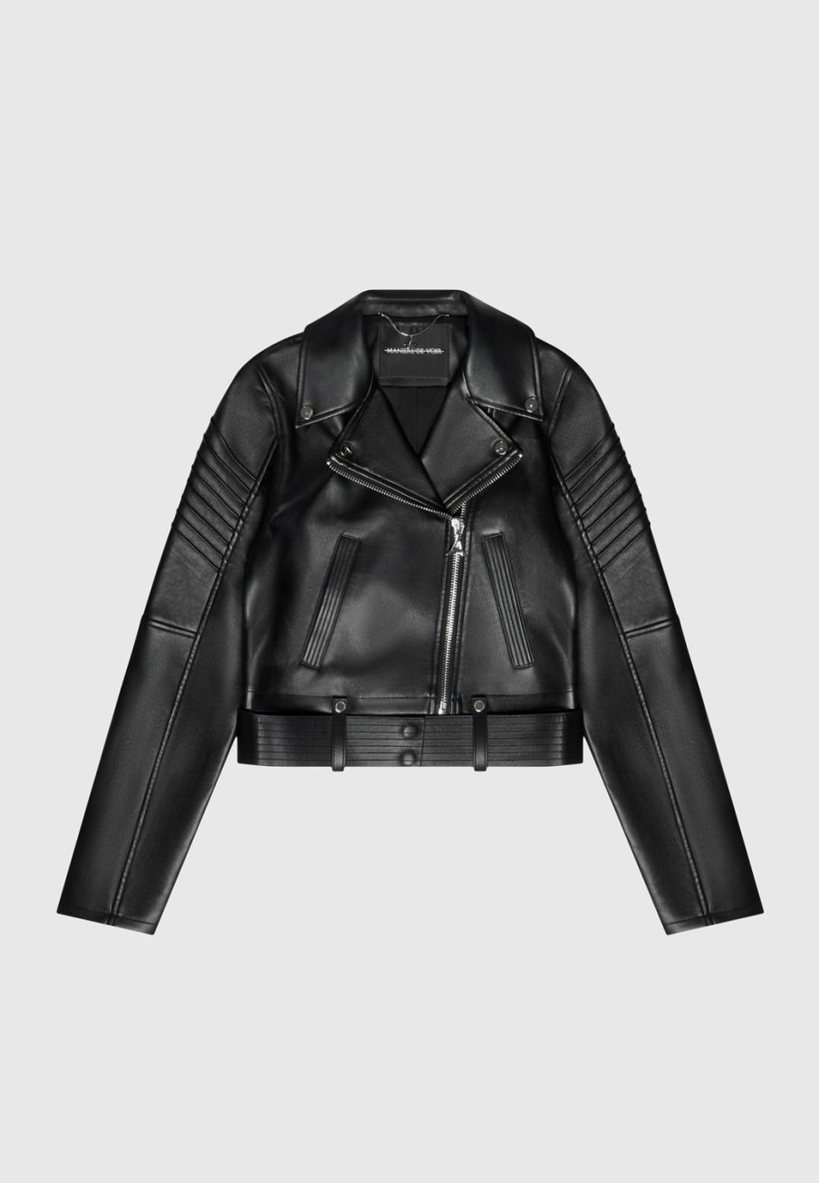 Maniere De Voir Vegan Leather Biker Jacket | Jackets