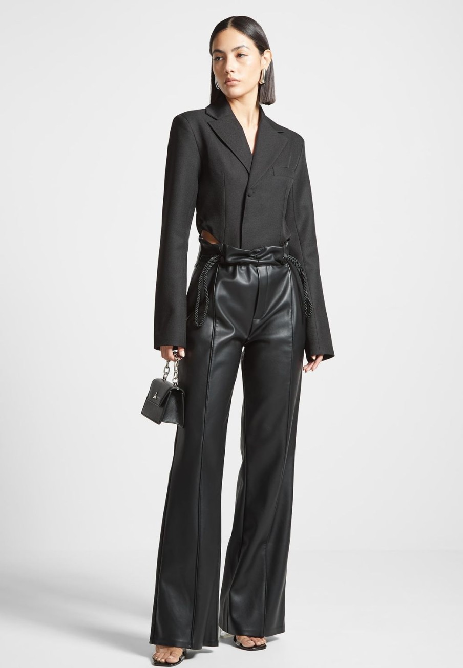 Maniere De Voir Vegan Leather Rope Tie Trousers | Trousers