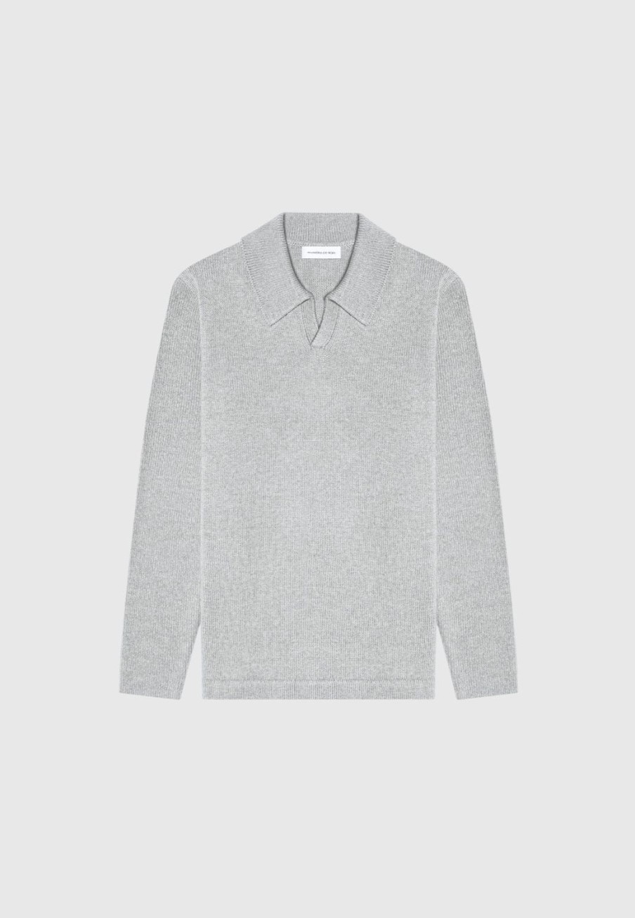 Maniere De Voir Wool Blend Knit Revere Long Sleeve Jumper | Knitwear