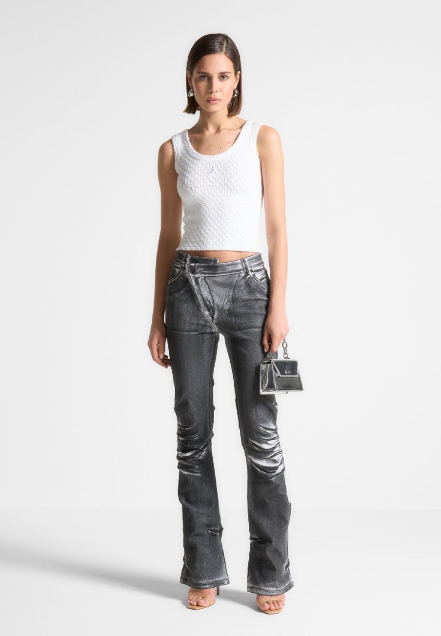 Maniere De Voir Oil Print Tacked Fit And Flare Jeans | Jeans