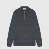 Maniere De Voir Merino Wool Long Sleeve Polo Top With Zip | Polo Tops