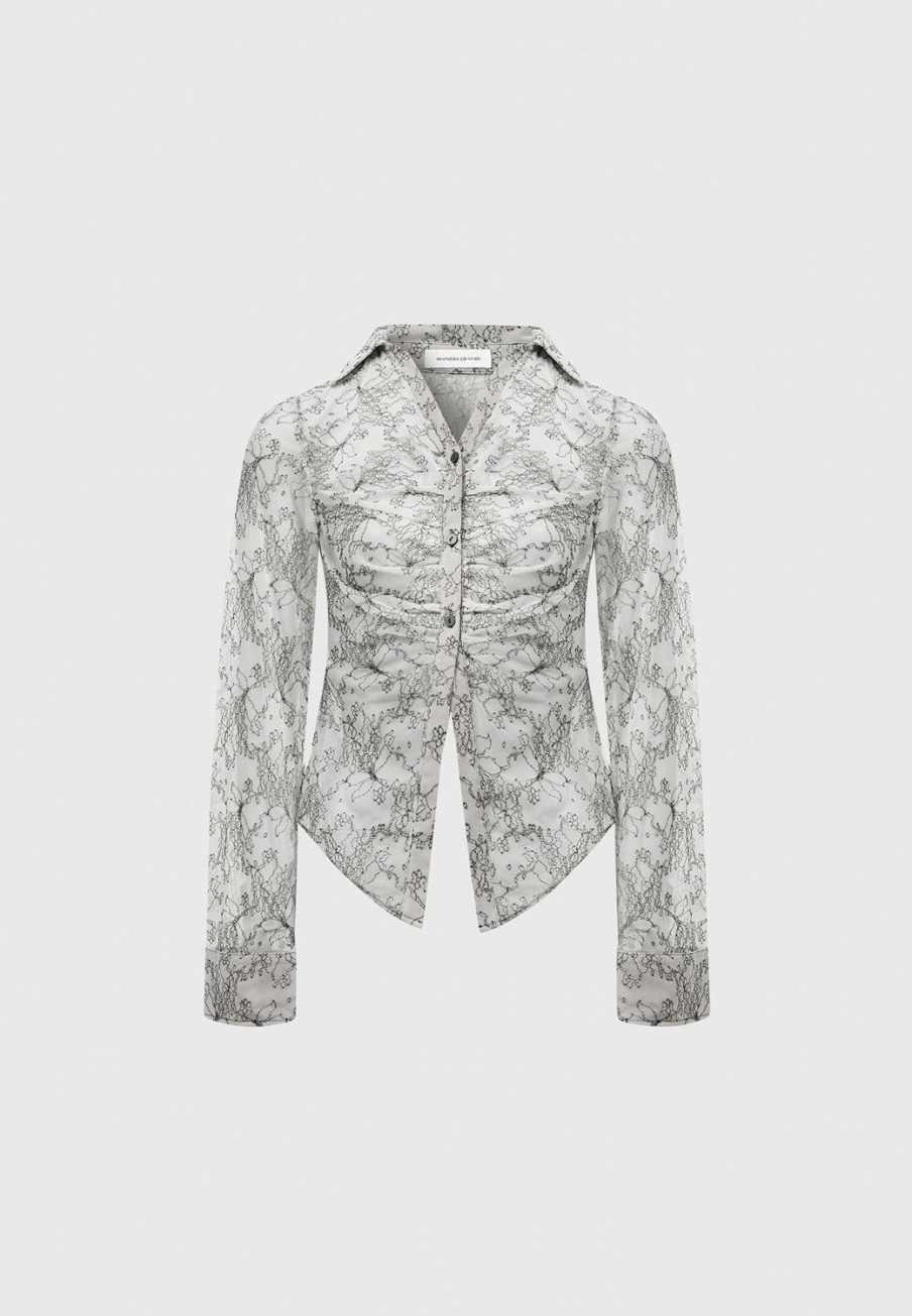 Maniere De Voir Lace Mesh Contour Shirt | Matching Sets